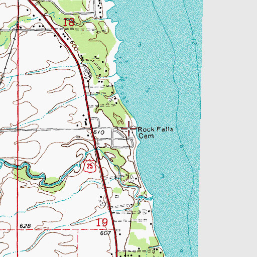 Topographic Map of Rock Falls Cemetery, MI