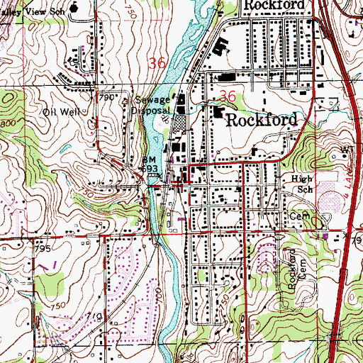 Topographic Map of Rockford, MI