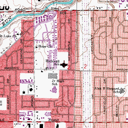 Topographic Map of Rockwell School, MI
