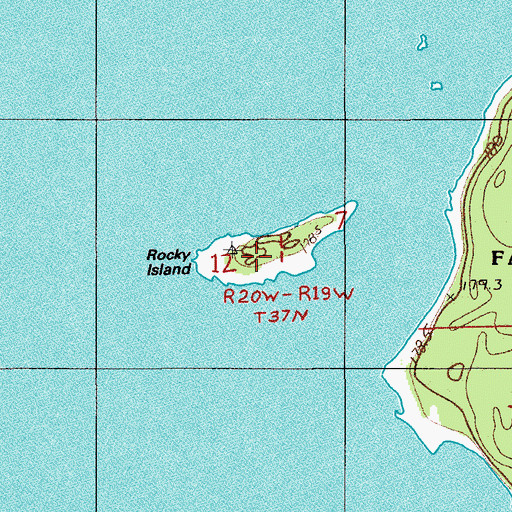 Topographic Map of Rocky Island, MI