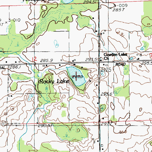 Topographic Map of Rocky Lake, MI