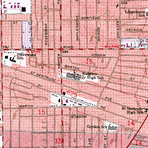 Topographic Map of Rodgers Elementary School, MI