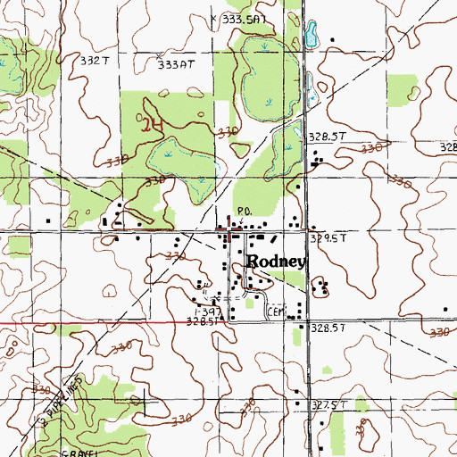 Topographic Map of Rodney, MI