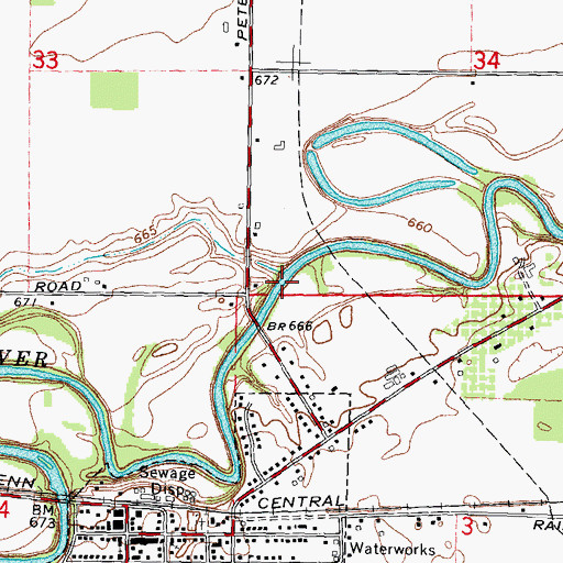 Topographic Map of Roe Drain, MI