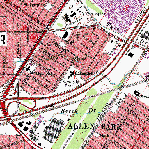 Topographic Map of Roger School, MI