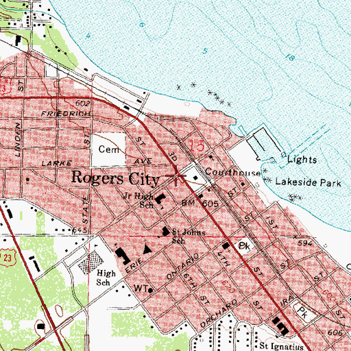 Topographic Map of Rogers City, MI