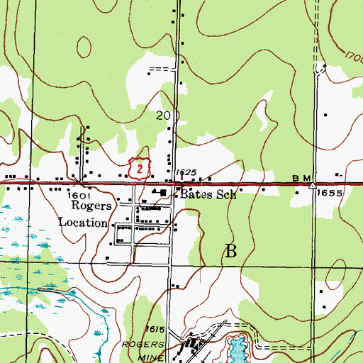 Topographic Map of Rogers Location, MI