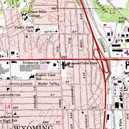 Topographic Map of Omega Alternative School, MI