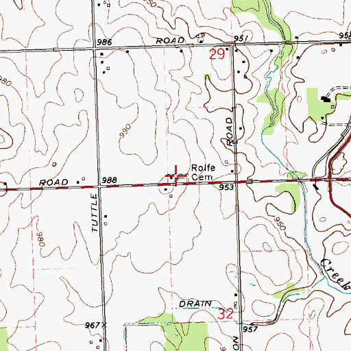 Topographic Map of Rolfe Cemetery, MI