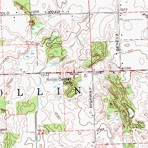 Topographic Map of Rollin Center Cemetery, MI