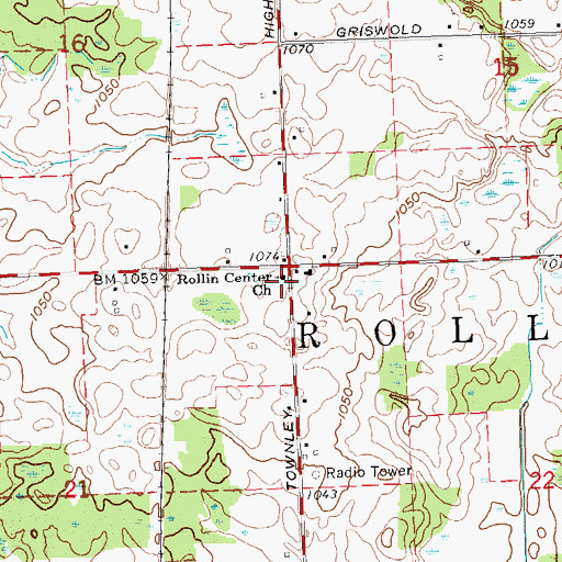 Topographic Map of Rollin Center Church, MI