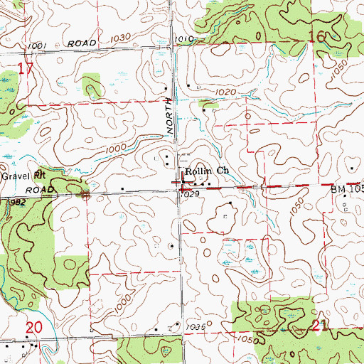 Topographic Map of Rollin Church, MI