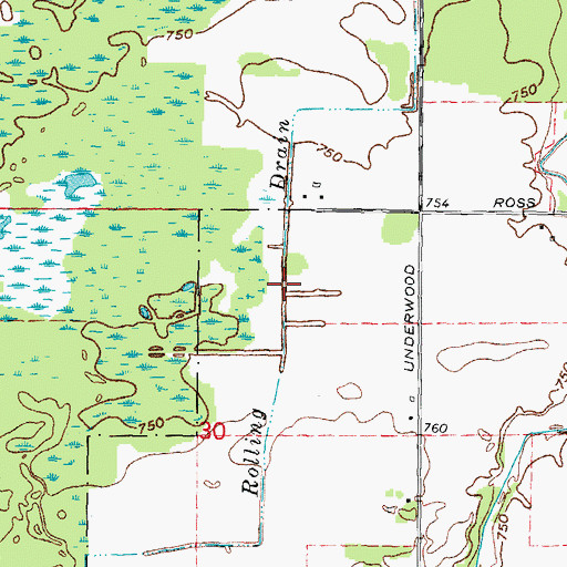 Topographic Map of Rolling Drain, MI