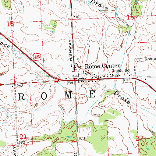 Topographic Map of Rome Center, MI