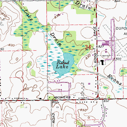 Topographic Map of Rood Lake, MI