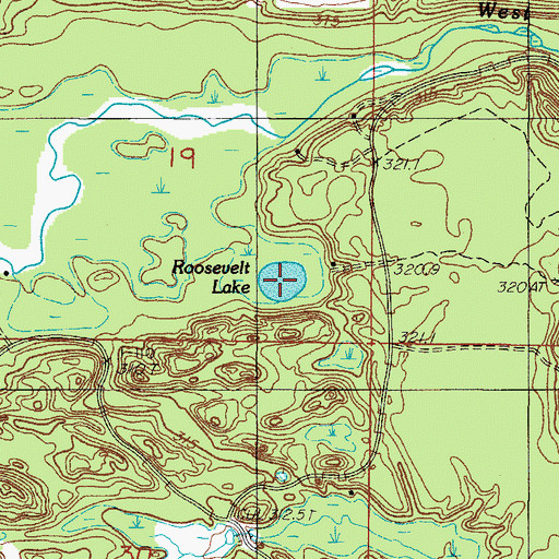 Topographic Map of Roosevelt Lake, MI
