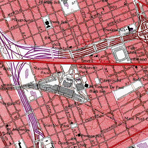 Topographic Map of Roosevelt Park, MI