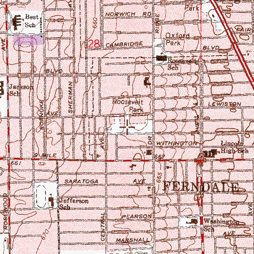 Topographic Map of Donald Red Geary Park, MI