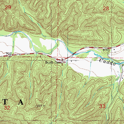 Topographic Map of Scott Cemetery, AR