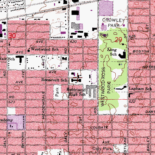 Topographic Map of Roosevelt School, MI