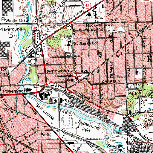 Topographic Map of Roosevelt School, MI