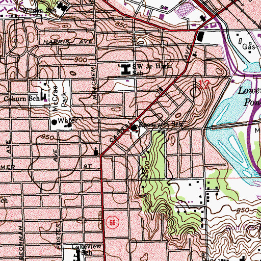 Topographic Map of Roosevelt School, MI