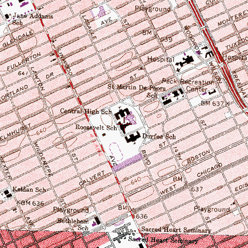 Topographic Map of Roosevelt School, MI
