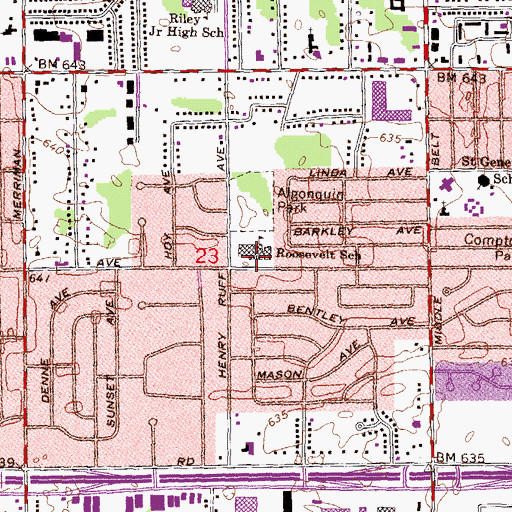 Topographic Map of Roosevelt School, MI