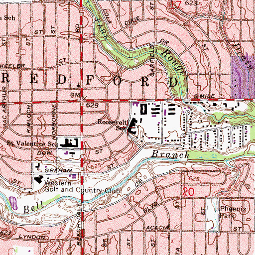 Topographic Map of Roosevelt School, MI
