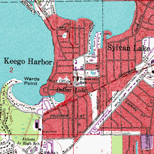 Topographic Map of Roosevelt School, MI