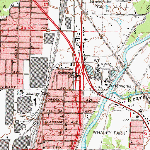 Topographic Map of Roosevelt School, MI