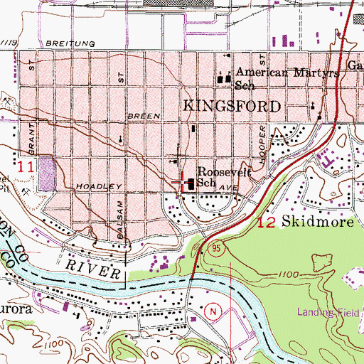 Topographic Map of Roosevelt School, MI