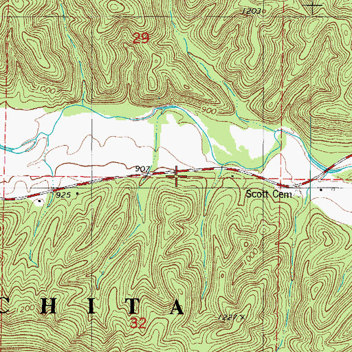 Topographic Map of Scott School (historical), AR