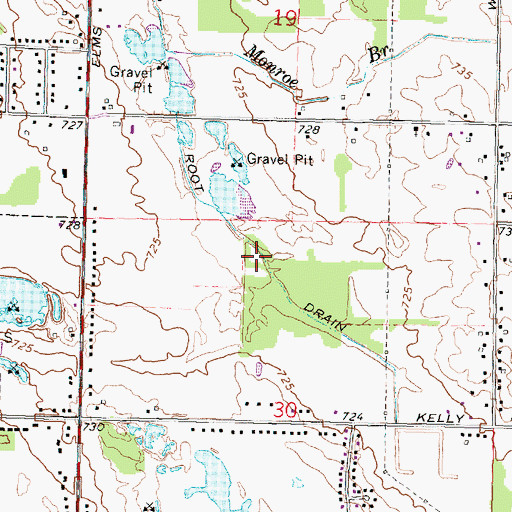 Topographic Map of Root Drain, MI