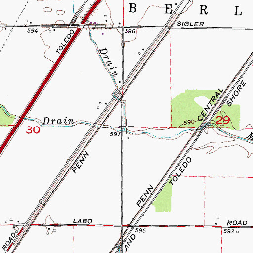 Topographic Map of Root Drain, MI