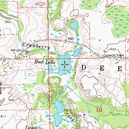 Topographic Map of Root Lake, MI