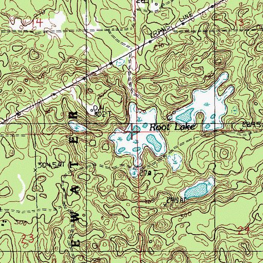Topographic Map of Root Lake, MI