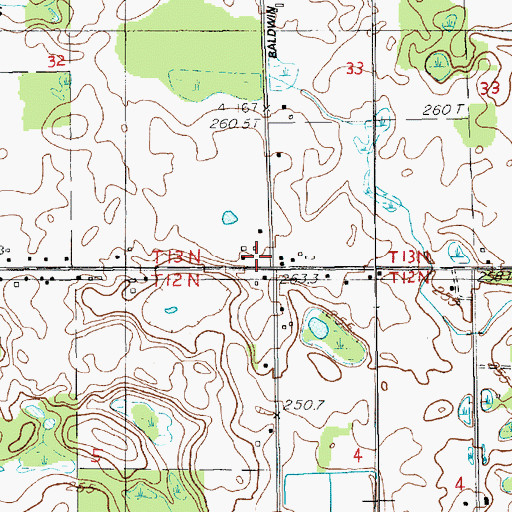 Topographic Map of Root Town School, MI