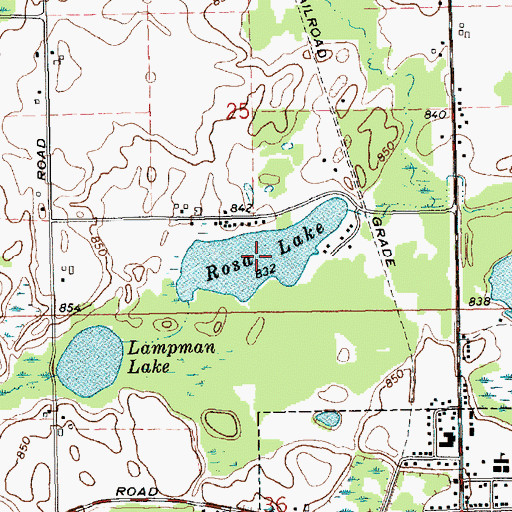 Topographic Map of Rosa Lake, MI