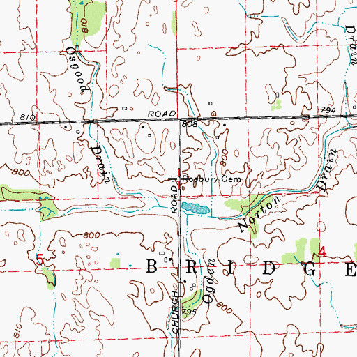 Topographic Map of Rosbury Cemetery, MI
