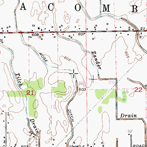 Topographic Map of Rose Ditch, MI