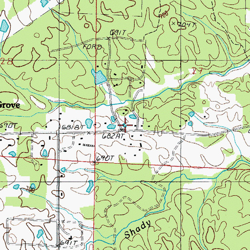 Topographic Map of Shady Grove School (historical), AR