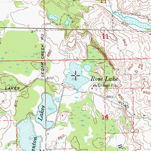Topographic Map of Rose Lake, MI
