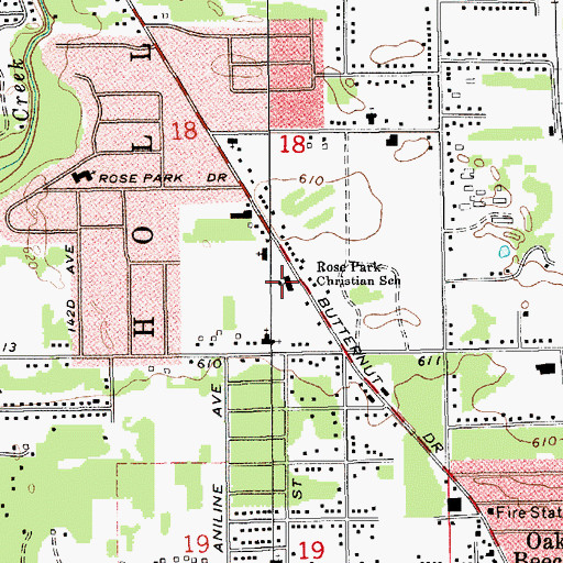 Topographic Map of Rose Park Christian School, MI