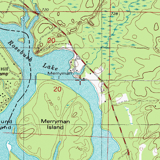 Topographic Map of Rosebush Creek, MI