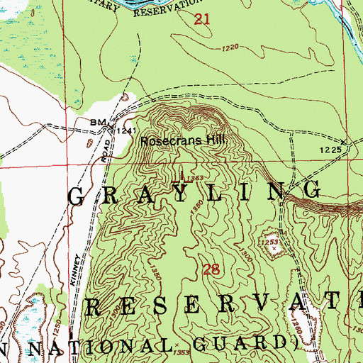Topographic Map of Rosecrans Hill, MI