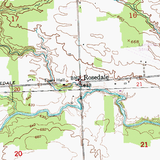 Topographic Map of Rosedale, MI
