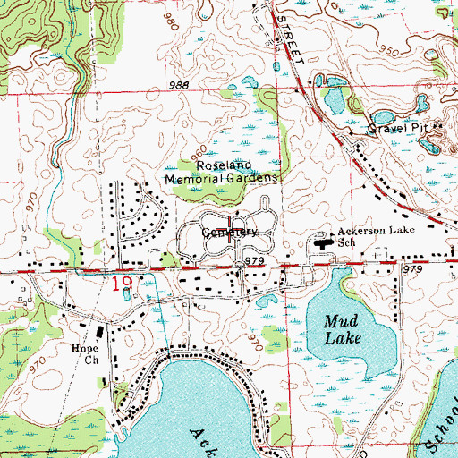 Topographic Map of Roseland Memorial Gardens, MI