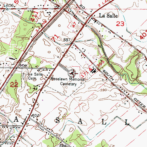 Topographic Map of Roselawn Memorial Cemetery, MI