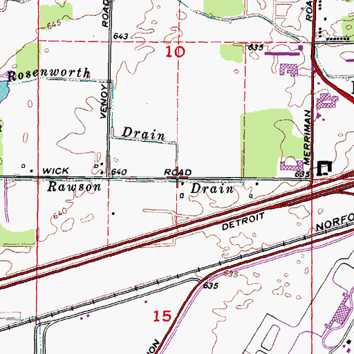 Topographic Map of Rosenworth Drain, MI